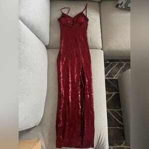 NWT Red sequin elegant floor length gown Valentine’s date